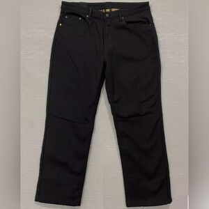 CAT Caterpillar Work Pants Fleece Lined Black Canvas Insulated Pants 38 X 32